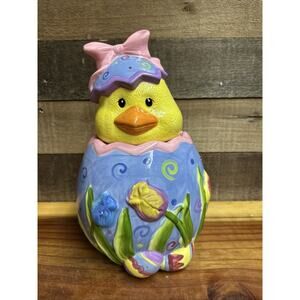Davids Cookie Jar Chick Chicken Easter Floral Egg